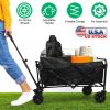 100L Collapsible Folding Wagon Cart With Adjustable Handle