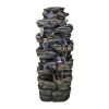 47.2inches Rock Outdoor Water Fountain with Led Lights