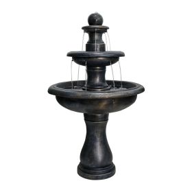 45.2inches High Concrete Outdoor Waterfall Fountain with Pump