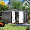 10' x 12' Galvanized Steel Metal Garden Shed with Lockable Doors
