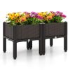 2 Set Elevated Plastic Raised Garden Bed Planter Kit