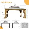 12'x16' Hardtop Gazebo Outdoor Aluminum Wood Grain