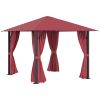 10' x 10' Patio Gazebo Aluminum Frame Outdoor Canopy Shelter with Sidewalls