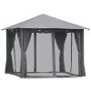10' x 10' Patio Gazebo, Outdoor Gazebo Canopy Shelter with Netting & Curtains