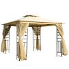 10' x 10'  Double Roof Outdoor Gazebo Canopy Shelter with Tree Motifs Corner Frame