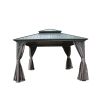 12' X 12' Hardtop Gazebo, Aluminum Metal Gazebo with Galvanized Steel Double Roof Canopy