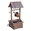 Wooden Wishing Well Fountain with Adjustable Water Flow Rate