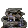 47.2inches Rock Outdoor Water Fountain with Led Lights