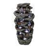 47.2inches Rock Outdoor Water Fountain with Led Lights