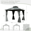 10' X 10'  Aluminum Metal Gazebo with Galvanized Steel Double Roof Canopy