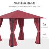 10' x 10' Patio Gazebo Aluminum Frame Outdoor Canopy Shelter with Sidewalls