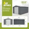 10' x 12' Galvanized Steel Metal Garden Shed with Lockable Doors