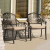 Set of 2 Cast Aluminum Patio Dining Chairs with Cushions