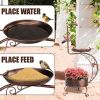 36 inch Vintage Metal Garden Bird Bath with Solar Lamp and Flower Planter,  Bronze