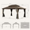 12' X 16' Hardtop Gazebo, Aluminum Metal Gazebo with Galvanized Steel Double Roof Canopy