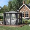 10' x 10' Patio Gazebo, Outdoor Gazebo Canopy Shelter with Netting & Curtains