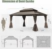 10' X 12' Hardtop Gazebo, Aluminum Metal Gazebo with Galvanized Steel Double Roof Canopy with Curtain