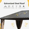 10'x12' Permanent Outdoor Galvanized Steel Roof Gazebo with Aluminum Frame