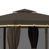 10' x 10' Patio Gazebo, Aluminum Frame Double Roof  Gazebo Canopy Shelter