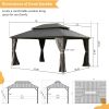 12' X 14' Hardtop Gazebo with Galvanized Steel Double Roof Canopy with Netting