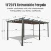 11 X 20 FT Outdoor Living Outdoor Retractable Pergola with Weather-Resistant Canopy