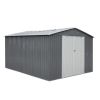 10' x 12' Galvanized Steel Metal Garden Shed with Lockable Doors
