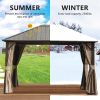 10'x12' Permanent Outdoor Galvanized Steel Roof Gazebo with Aluminum Frame