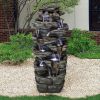 47.2inches Rock Outdoor Water Fountain with Led Lights