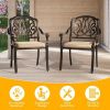 Set of 2 Cast Aluminum Patio Dining Chairs with Cushions