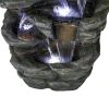 47.2inches Rock Outdoor Water Fountain with Led Lights