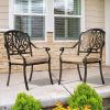 Set of 2 Cast Aluminum Patio Dining Chairs with Cushions