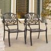 Set of 2 Cast Aluminum Patio Dining Chairs