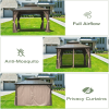 10' X 12' Hardtop Gazebo, Aluminum Metal Gazebo with Galvanized Steel Double Roof Canopy with Curtain