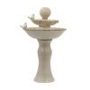 Decorative Two-Tiered White Outdoor Water Fountain