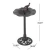 Lancaster Outdoor Aluminum and Iron Top Bird Bath with Iron Base, Bronze