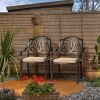Set of 2 Cast Aluminum Patio Dining Chairs with Cushions