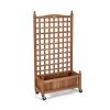 Solid Wood Raised Garden Bed Mobile Planter Box with Trellis on Wheels