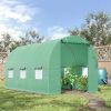14.5 ft x 6.3 ft Outdoor Greenhouse with Green PE Cover and Sturdy Steel Frame