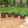 Set of 4 - Small Nursery Style Wooden Garden Planters