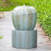 19.5x19.5x32.5" Heavy Outdoor Cement Fountain Antique Blue