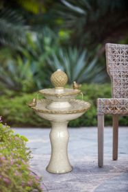 Decorative Two-Tiered White Outdoor Water Fountain