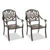 Set of 2 Cast Aluminum Patio Dining Chairs