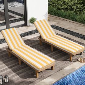 2PCS Set Outdoor Lounge Chair Cushion Replacement  (Yellow/White Striped)