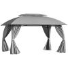 10' x 13' Patio Gazebo Canopy, Double Vented Roof, Steel Frame, Gray