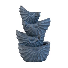 13.4x9.4x21.5" Decorative 4 Tier Blue Nautilus Shell Water Fountain with Light