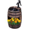 Water Fountain Wood and Metal Rustic Apple Barrel Pump