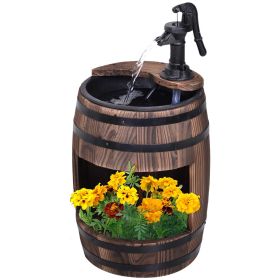 Water Fountain Wood and Metal Rustic Apple Barrel Pump