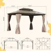 10'x12' Hardtop Gazebo, Permanent Outdoor Gazebo with Polycarbonate Double Roof