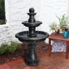 45.2inches High Concrete Outdoor Waterfall Fountain with Pump
