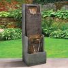 39.3inches Outdoor Waterfalls Fountains with Led Lights